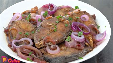 Tanigue Fish Steak ala Bistek Tagalog (Filipino Fried Fish.